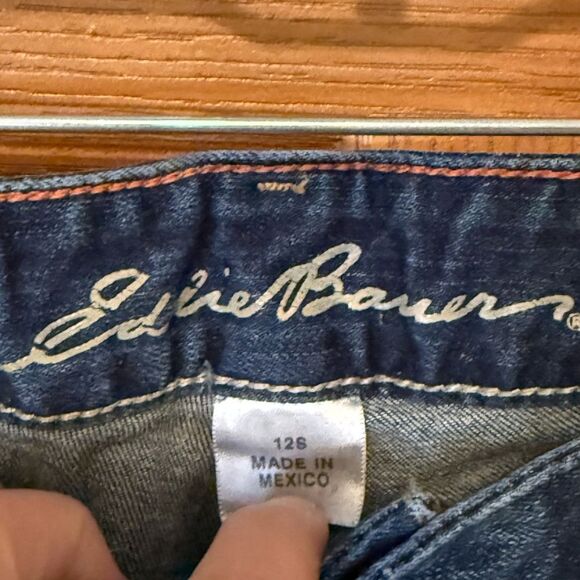 Eddie Bauer Women’s Denim Slightly Curvy Boot Cut Jean Size 12 Petite - Picture 3 of 9